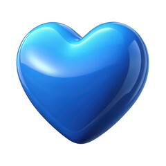 Shiny Blue Heart Shape 3 D Render isolated on a transparent background love symbol