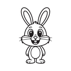 Cartoon Bunny Character Standing Upright with Joyful Expression Ready for Easter or Spring Themed Projects and Designs with Simple Outlines