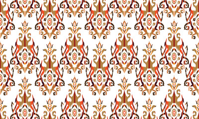 Ethnic ikat seamless pattern.beautiful pattern. floral embroidery, bohemian style, abstract flower art print ,ethnic ikat abstract art. seamless fabric. ikat design for fabric, wallpaper.