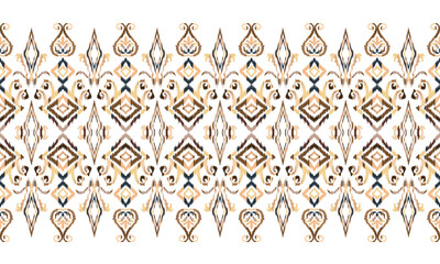 Ethnic ikat seamless pattern.beautiful pattern. floral embroidery, bohemian style, abstract flower art print ,ethnic ikat abstract art. seamless fabric. ikat design for fabric, wallpaper.