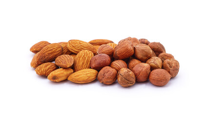 Peeled almonds and hazelnuts.
