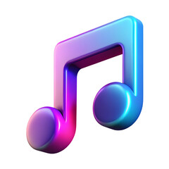 Colorful 3d music note symbol isolated on transparent background