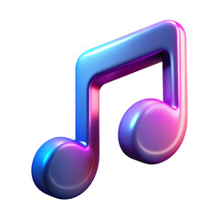 Colorful 3d music note symbol isolated on transparent background