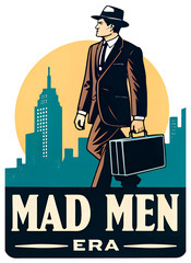 Mad Men Era 50s Businessman. PNG, Print Shirt, Sticker.