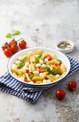 Pasta with mozzarella cheese and tomatoes