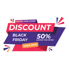 Colorful Sale Promotion Banner With 50 Percent Discount for Black Friday