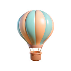 Obraz premium Colorful hot air balloon with basket isolated on transparent background