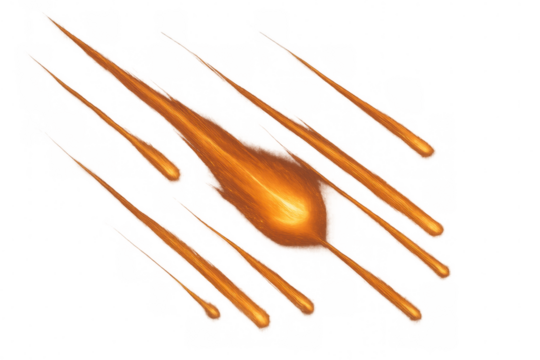 Blazing meteors slicing night darkness, casting luminous fiery paths across starry cosmic expanse, signaling celestial intensity