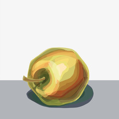 A bright and juicy apple with a smooth gradient texture. Hand drawn in watercolor. Perfect for food design, organic branding, product packaging or decor.