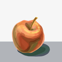 A bright and juicy apple with a smooth gradient texture. Hand drawn in watercolor. Perfect for food design, organic branding, product packaging or decor.