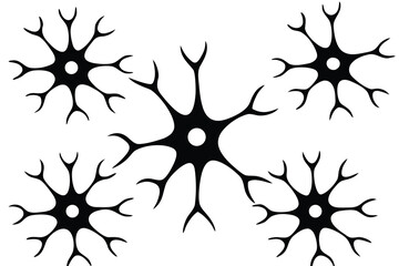 Black and White Illustration of Neurons, Depicting Brain Cells and Neural Networks Visually