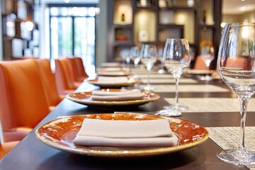 Restaurant table set for a meal