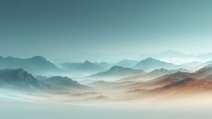 Mountain Range Background Landscape With Fog
