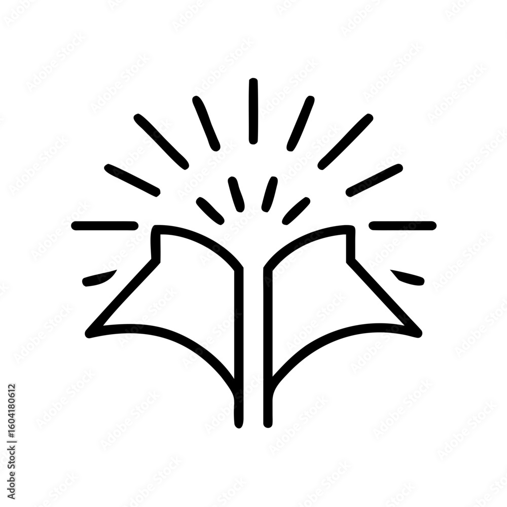 Poster open book with rays of light shining from the pages
