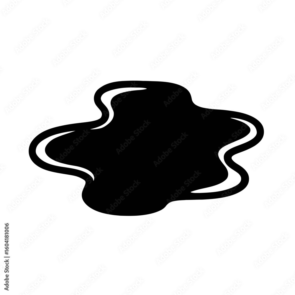 Poster abstract black liquid puddle or blob vector - simple spill mark design element for backgrounds and g