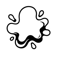 Abstract Black Outline Liquid Splash or Drip Vector - Organic Blob Shape for Food and Beverage Designs