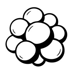 Abstract Black and White Bubble Cluster Outline Vector - Foam, Molecule, or Cell Group Design Element