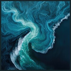 Abstract ocean currents, swirling turquoise and teal