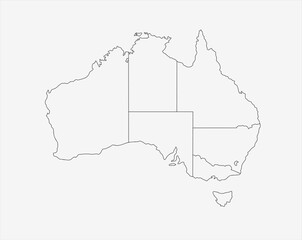 Australia Outline Map with State and Territory Borders Vector © Wajdan