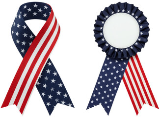 Obraz premium Patriotic ribbons with stars and stripes on transparent background 