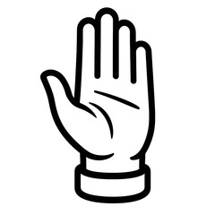 Outline Open Hand Palm Icon Vector - Symbolizing Stop, Halt, and Greeting Gestures