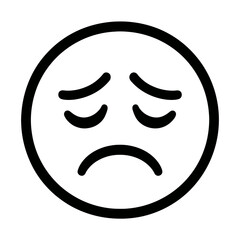 Outline Sad Face Emoji Icon Vector - Expressing Unhappiness and Disappointment