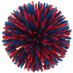 Colorful pom pom made of red and blue felt on transparent background  
