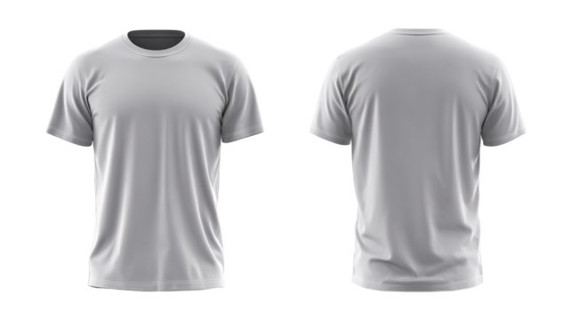 Minimalist white cotton t shirt hanging loosely on clothesline, floating against pure white backdrop, highlighting clean design aesthetic