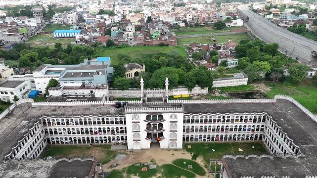 An arial 4k footage of hostel of Darul Uloom univercity of Deoband,&nbsp;Saharanpur