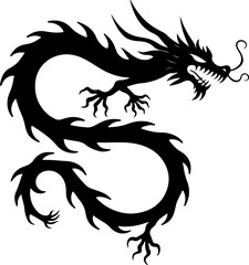 Tribal Dragon Tattoo Silhouettes"