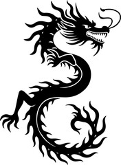 Naklejka premium Tribal Dragon Tattoo Silhouettes
