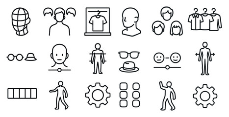 Avatar and profile outline icons set – line, silhouette, user interface symbols
