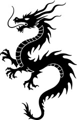 Naklejka premium Tribal Dragon Tattoo Silhouettes