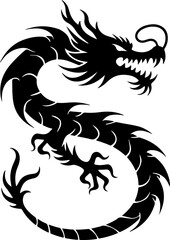 Obraz premium Tribal Dragon Tattoo Silhouettes