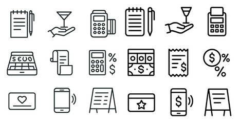 Business and finance line icons set – outline, linear, financial and budget symbols