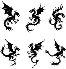 Obraz premium Tribal Dragon Tattoo Silhouettes