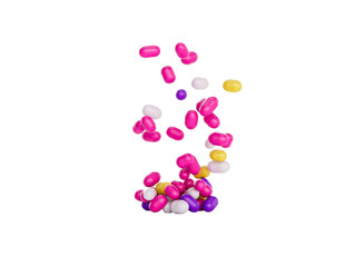 Bright and colorful candy sprinkles scattered and floating in mid-air, 3d illustration