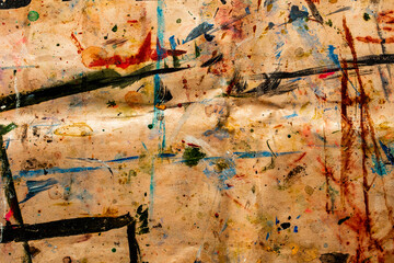 Abstract multicolored background of brush strokes, paint blots