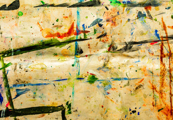 Abstract multicolored background of brush strokes, paint blots