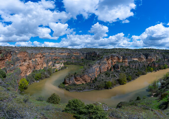 Spring landscape at the Convent of Our Lady of the Angels in the Durat&oacute;n River Gorges Natural Park in the province of Segovia, Autonomous Community of Castile and Leon, Spain, Europe