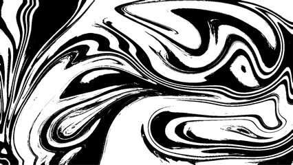 Fototapeta premium Black and White Liquid Marble Pattern - Monochrome Abstract Background. 