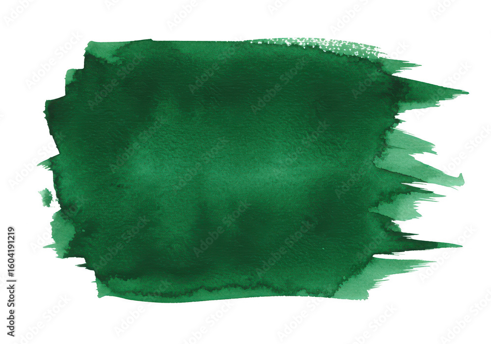 Poster an emerald green watercolor stain with a rough texture creates an artistic abstract background isola