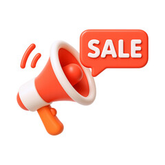 Bright megaphone with sale announcement, perfect for promotions and marketing