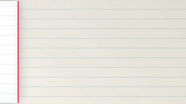 Notebook Paper Page Turning Animation with Red Margin Line Educational Background