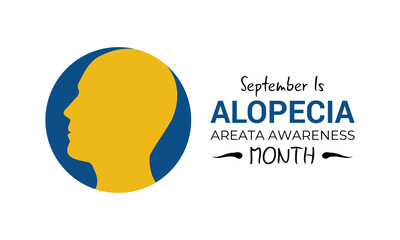 Alopecia Areata Awareness Month. A concept for healthcare. Hairloss condition of September. Creating for web banner, cards, prints, social media, poster, flyer and background design template.