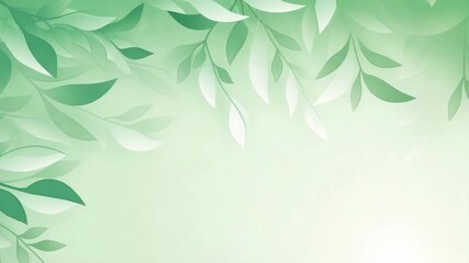 Green transparent illustrative video, wild blooming floral, delicate green flowers, greeting card template on gradient background. Green invitation wedding video card.