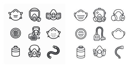 Safety and protection icons set – outline, linear, security and health symbols