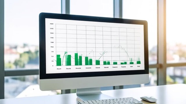 Modern Business Growth Chart on Computer Screen