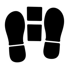 Footprint direction with safety boxes in a black and white illustration