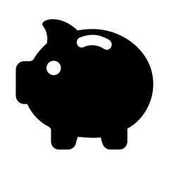 Black and White Piggy Bank Illustration for Savings and Finance